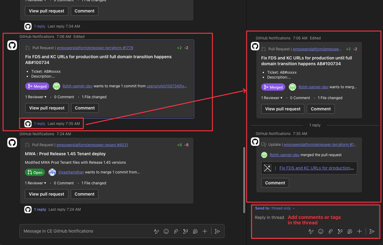 Notification Threads